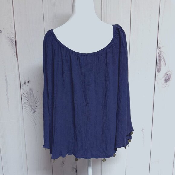 Lilly Pulitzer Delaney Off-Shoulder Top True Navy Size Large, Coin Detail | EUC - Picture 4 of 11